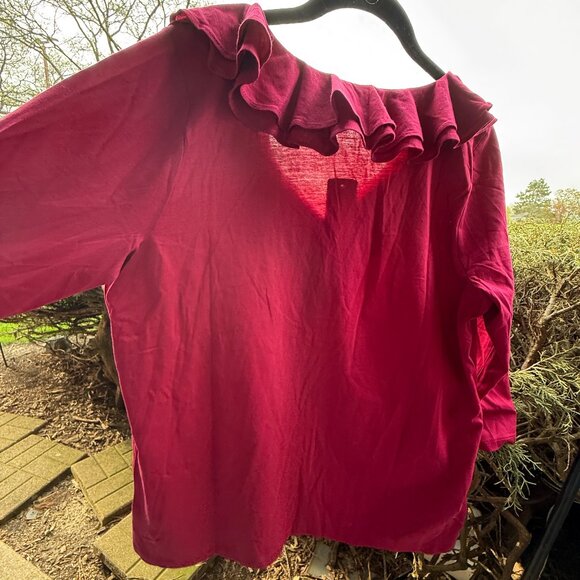 Chaps Woman Plus Size 1X Pullover Cotton Top with Ruffle Desert Pink NWT - Picture 15 of 16